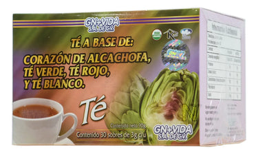 Té de Alcachofa (Corazón De Alcachofa, Té Verde, Té Rojo y Té Blanco) 30 Sobres GN+Vida
